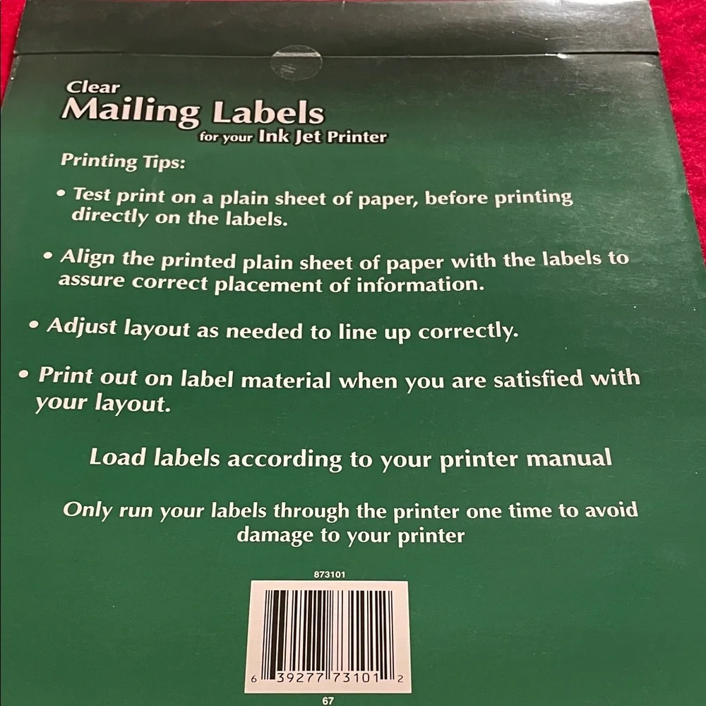 Clear Mailing Labels for Ink Jet Printer